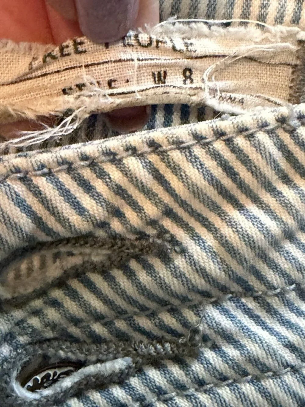 Free People Railroad Striped Tailored Denim Ankle Jeans Sz 8 35x26 Relaxed Boho